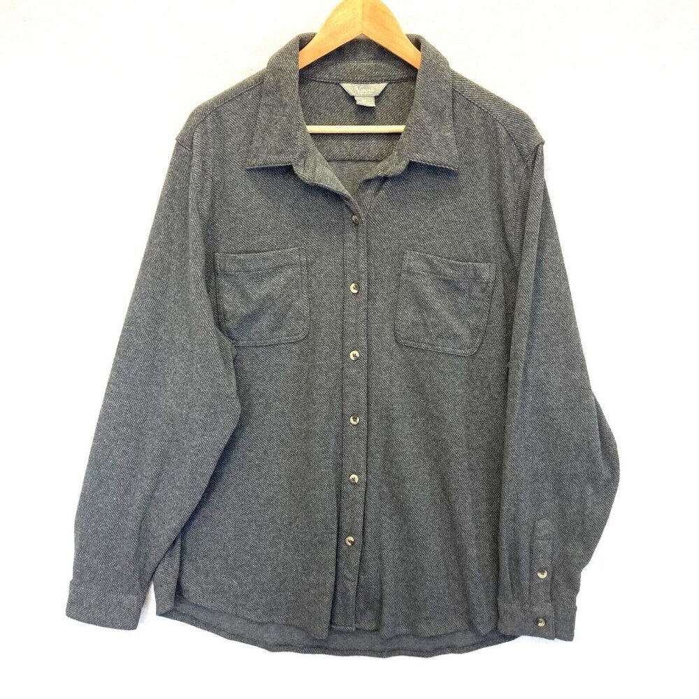 Natural Reflections Heavyweight Button Up Shirt Womens XXL‎ Gray Long Sleeve 2XL
